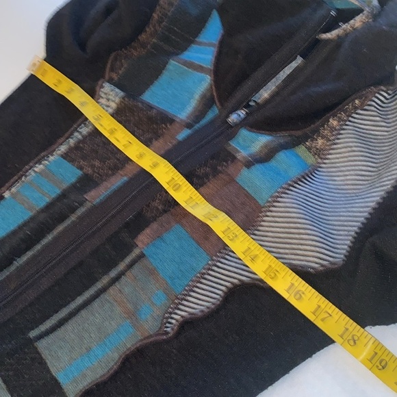 Bali sweater cardigan full zip front long sleeve drawstring patchwork Sz Medium - Picture 6 of 9